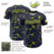 Custom Navy Neon Yellow 3D Pattern Design Abstract Network Authentic Baseball Jersey