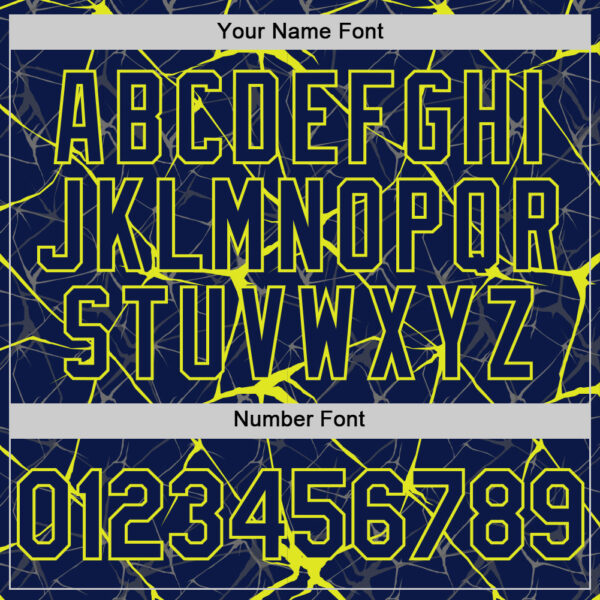 Custom Navy Neon Yellow 3D Pattern Design Abstract Network Authentic Baseball Jersey