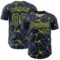 Custom Navy Neon Yellow 3D Pattern Design Abstract Network Authentic Baseball Jersey
