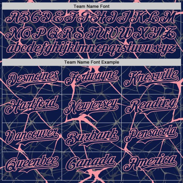 Custom Navy Medium Pink 3D Pattern Design Abstract Network Authentic Baseball Jersey