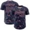 Custom Navy Medium Pink 3D Pattern Design Abstract Network Authentic Baseball Jersey