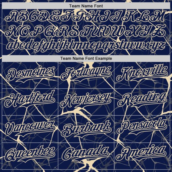 Custom Navy Cream 3D Pattern Design Abstract Network Authentic Baseball Jersey