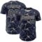 Custom Navy Cream 3D Pattern Design Abstract Network Authentic Baseball Jersey