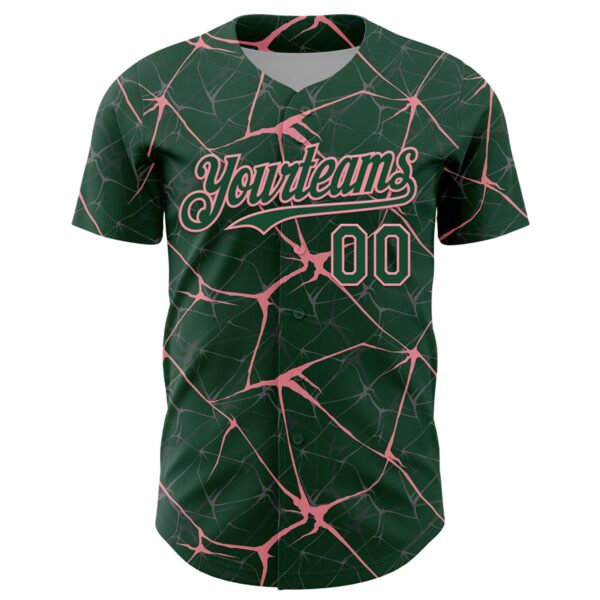 Custom Green Medium Pink 3D Pattern Design Abstract Network Authentic Baseball Jersey