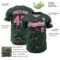 Custom Green Pink-White 3D Pattern Design Abstract Network Authentic Baseball Jersey