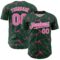 Custom Green Pink-White 3D Pattern Design Abstract Network Authentic Baseball Jersey