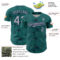 Custom Teal Gray-Navy 3D Pattern Design Abstract Network Authentic Baseball Jersey