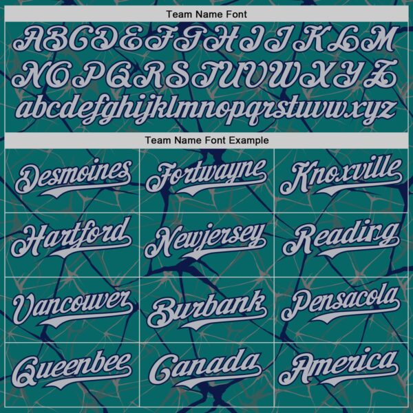 Custom Teal Gray-Navy 3D Pattern Design Abstract Network Authentic Baseball Jersey