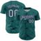 Custom Teal Gray-Navy 3D Pattern Design Abstract Network Authentic Baseball Jersey