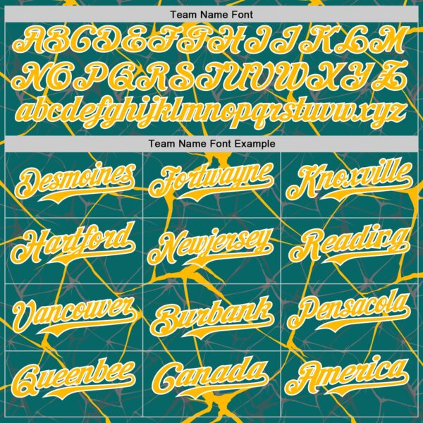 Custom Teal Gold-White 3D Pattern Design Abstract Network Authentic Baseball Jersey