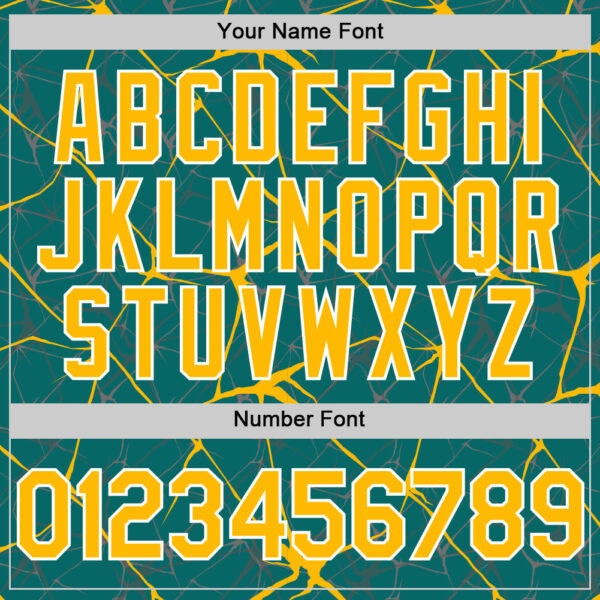 Custom Teal Gold-White 3D Pattern Design Abstract Network Authentic Baseball Jersey