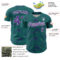 Custom Teal Purple-White 3D Pattern Design Abstract Network Authentic Baseball Jersey