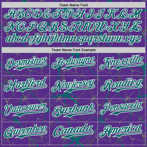 Custom Purple Teal-White 3D Pattern Design Abstract Network Authentic Baseball Jersey
