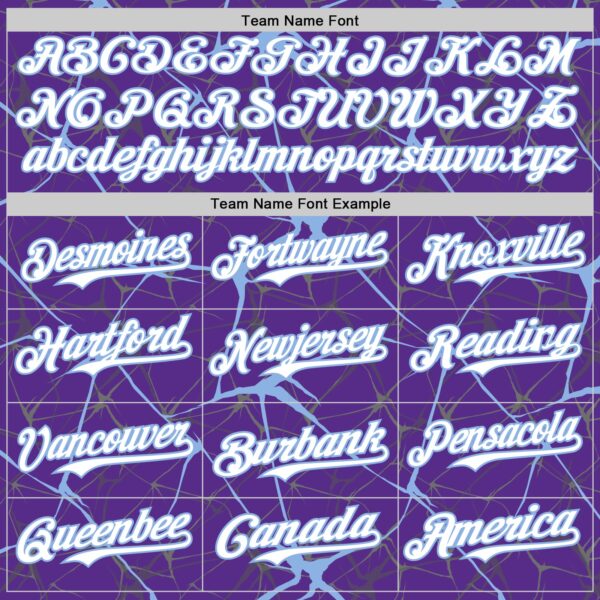 Custom Purple White-Light Blue 3D Pattern Design Abstract Network Authentic Baseball Jersey