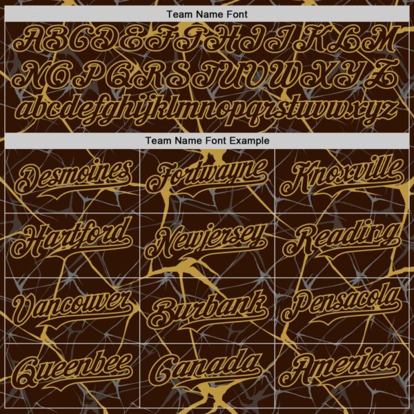 Custom Brown Old Gold 3D Pattern Design Abstract Network Authentic Baseball Jersey