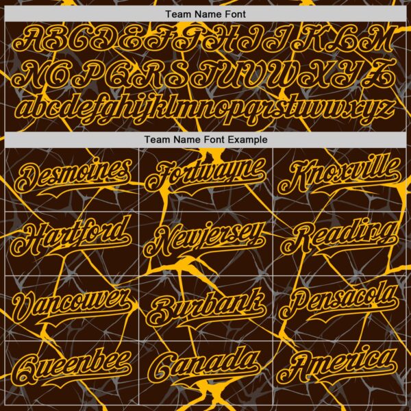Custom Brown Gold 3D Pattern Design Abstract Network Authentic Baseball Jersey
