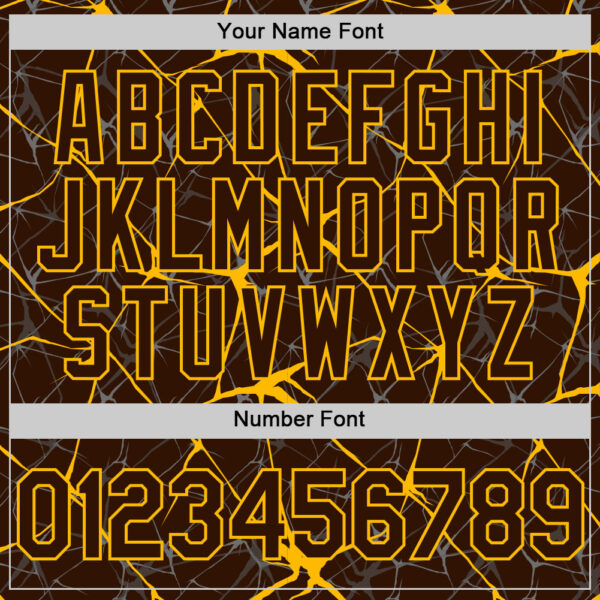 Custom Brown Gold 3D Pattern Design Abstract Network Authentic Baseball Jersey