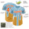 Custom Electric Blue Orange Yellow-White Foodie Food Dessert Melting Cream Waffle Grid Authentic Baseball Jersey