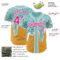 Custom Ice Blue Hot Pink Yellow-White Foodie Food Dessert Melting Cream Waffle Grid Authentic Baseball Jersey