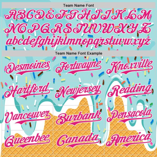 Custom Ice Blue Hot Pink Yellow-White Foodie Food Dessert Melting Cream Waffle Grid Authentic Baseball Jersey