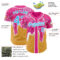 Custom Pink Sky Blue Yellow-White Foodie Food Dessert Melting Cream Waffle Grid Authentic Baseball Jersey