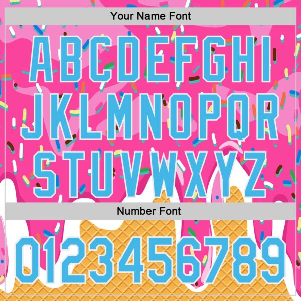 Custom Pink Sky Blue Yellow-White Foodie Food Dessert Melting Cream Waffle Grid Authentic Baseball Jersey