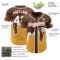 Custom Brown White Yellow-Medium Pink Foodie Food Dessert Melting Cream Waffle Grid Authentic Baseball Jersey