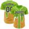 Custom Neon Green Black Yellow-White Foodie Food Dessert Melting Cream Waffle Grid Authentic Baseball Jersey