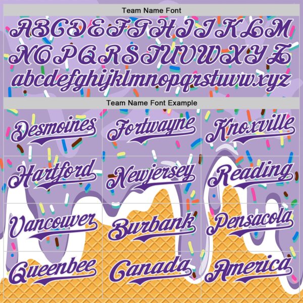 Custom Light Purple Purple Yellow-White Foodie Food Dessert Melting Cream Waffle Grid Authentic Baseball Jersey
