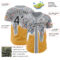 Custom Gray Black Yellow-White Foodie Food Dessert Melting Cream Waffle Grid Authentic Baseball Jersey