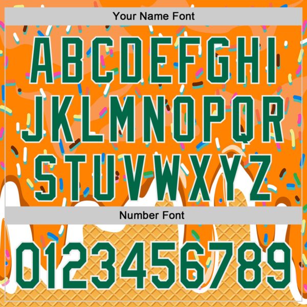Custom Bay Orange Kelly Green Yellow-White Foodie Food Dessert Melting Cream Waffle Grid Authentic Baseball Jersey