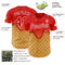 Custom Red Yellow-White Foodie Food Dessert Melting Cream Waffle Grid Authentic Baseball Jersey