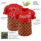 Custom Red Brown-White Foodie Food Dessert Melting Cream Waffle Grid Authentic Baseball Jersey