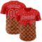 Custom Red Brown-White Foodie Food Dessert Melting Cream Waffle Grid Authentic Baseball Jersey
