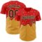 Custom Red Brown Yellow-Cream Foodie Food Dessert Melting Cream Waffle Grid Authentic Baseball Jersey