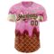 Custom Light Pink Brown-Cream Foodie Food Dessert Melting Cream Waffle Grid Authentic Baseball Jersey
