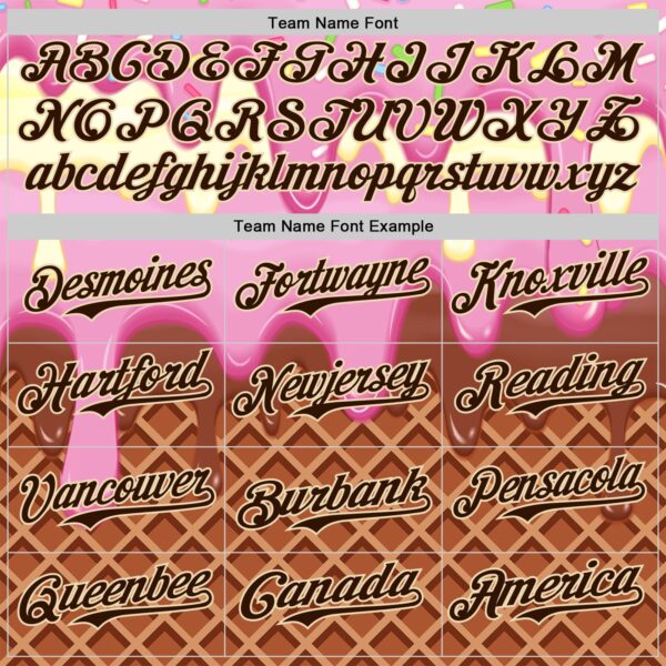 Custom Light Pink Brown-Cream Foodie Food Dessert Melting Cream Waffle Grid Authentic Baseball Jersey