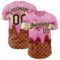 Custom Light Pink Brown-Cream Foodie Food Dessert Melting Cream Waffle Grid Authentic Baseball Jersey