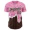 Custom Light Pink Brown-White Foodie Food Dessert Melting Cream Chocolate Grid Authentic Baseball Jersey