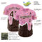 Custom Light Pink Brown-White Foodie Food Dessert Melting Cream Chocolate Grid Authentic Baseball Jersey