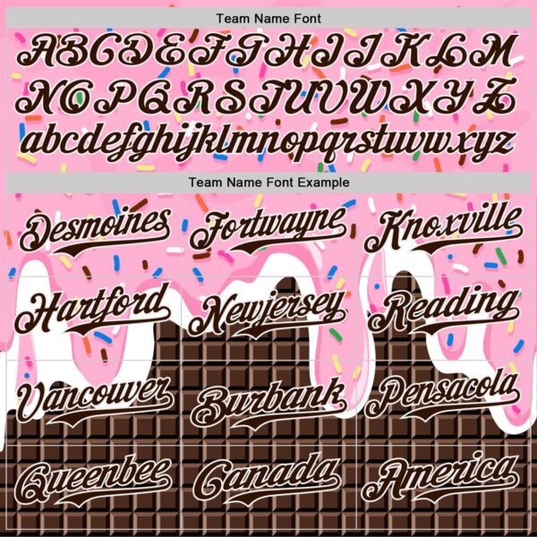 Custom Light Pink Brown-White Foodie Food Dessert Melting Cream Chocolate Grid Authentic Baseball Jersey