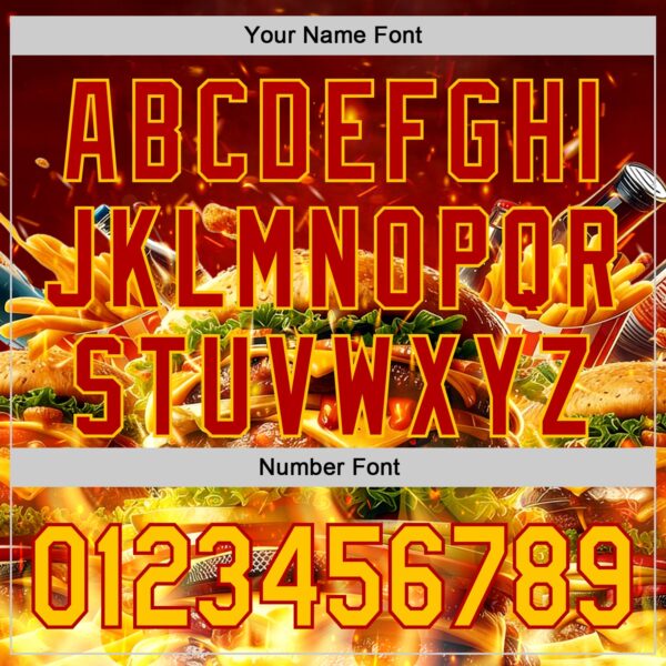 Custom Red-Yellow Foodie Fast Food Burger Authentic Baseball Jersey
