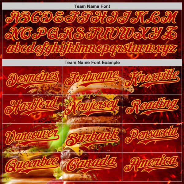 Custom Red-Yellow Foodie Fast Food Burger Authentic Baseball Jersey