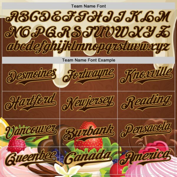 Custom Cream Brown-Old Gold Foodie Food Dessert Chocolate Fruit Authentic Baseball Jersey