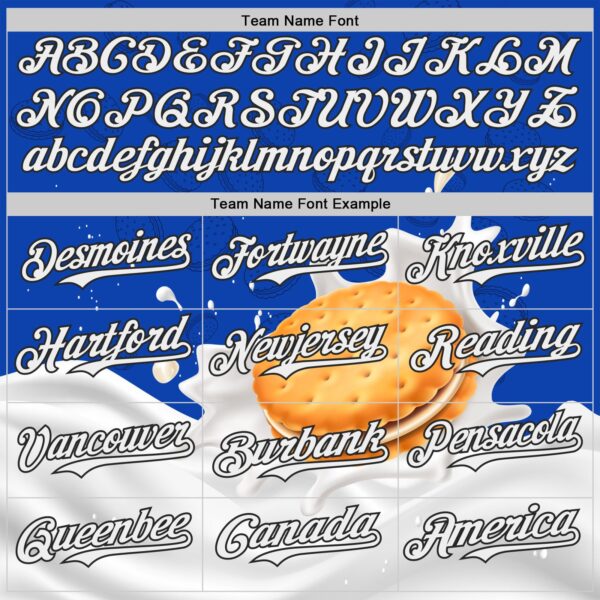 Custom Thunder Blue White-Black Foodie Food Cookies And Milk Authentic Baseball Jersey