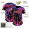 Custom Black Purple-Bay Orange Cyber Tropical Palm Trees Dinosaur Gothic Fantasy Authentic Baseball Jersey