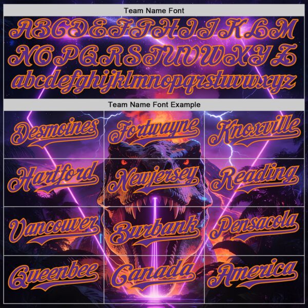 Custom Black Purple-Bay Orange Cyber Tropical Palm Trees Dinosaur Gothic Fantasy Authentic Baseball Jersey