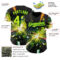 Custom Black Neon Yellow-Grass Green Cyber Tropical Palm Trees Music Festival Authentic Baseball Jersey