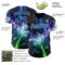 Custom Black Dark Purple-Ice Blue Cyber Tropical Palm Trees Dinosaur Gothic Fantasy Authentic Baseball Jersey