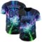 Custom Black Dark Purple-Ice Blue Cyber Tropical Palm Trees Dinosaur Gothic Fantasy Authentic Baseball Jersey